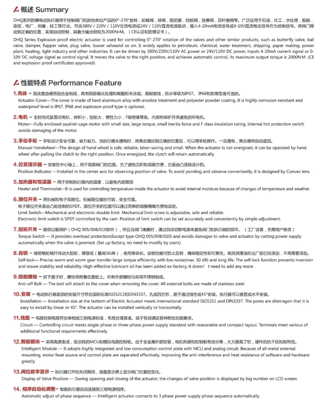 OHQ-015/OHQ-020防爆电动执行器